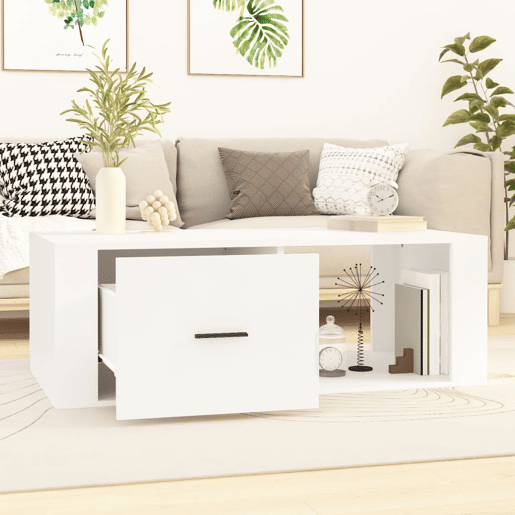 Mesa de Centro, Mesa baixa, 100x50,5x35 cm derivados de madeira branco