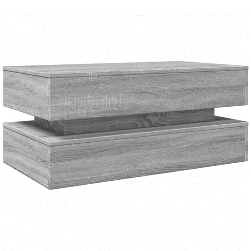 Mesa de Centro, Mesa baixa, com luzes LED 90x50x40 cm cinzento sonoma