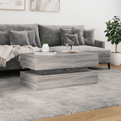 Mesa de Centro, Mesa baixa, com luzes LED 90x50x40 cm cinzento sonoma