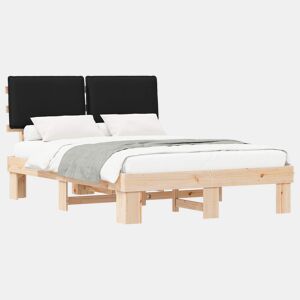 Estrutura de Cama de casal moderno com Cabeceira Estofada Preto 150 x 200 cm