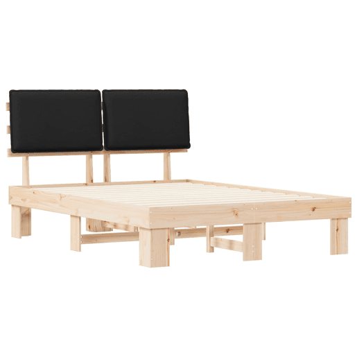 Estrutura de Cama de casal moderno com Cabeceira Estofada Preto 150 x 200 cm