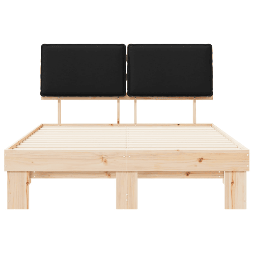 Estrutura de Cama de casal moderno com Cabeceira Estofada Preto 150 x 200 cm