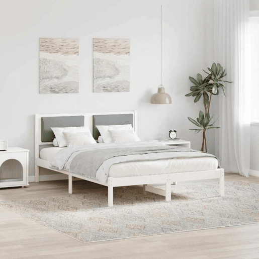 Estrutura da Cama de casal simple com cabeceira Cinzento-claro 160 x 200 cm