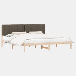 Estrutura de Cama de casal moderno com Cabeceira Estofada Cinzento-acastanhado