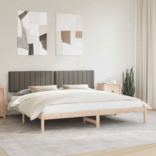 Estrutura de Cama de casal moderno com Cabeceira Estofada Cinzento-acastanhado