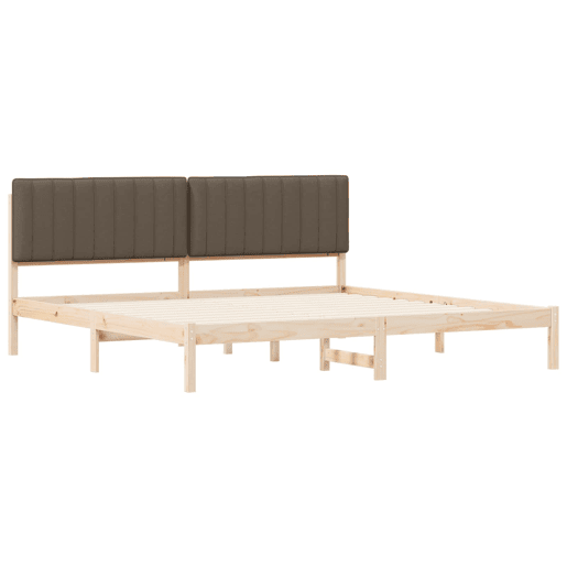 Estrutura de Cama de casal moderno com Cabeceira Estofada Cinzento-acastanhado