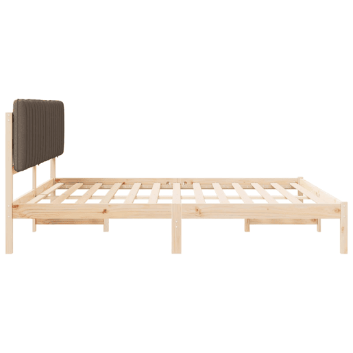 Estrutura de Cama de casal moderno com Cabeceira Estofada Cinzento-acastanhado