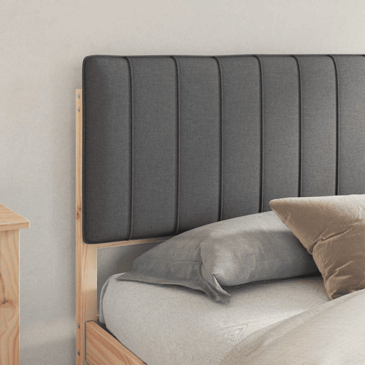 Estrutura de Cama de casal moderno com Cabeceira Estofada Cinza Escuro