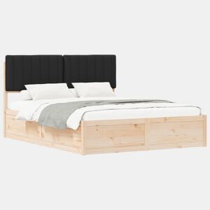 Estrutura de Cama de casal moderno com Cabeceira Estofada Preto 150 x 200 cm