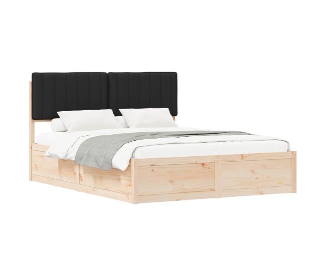 Estructura de cama matrimonial estilo con cabecera tapizada negro 150 x 200 cm
