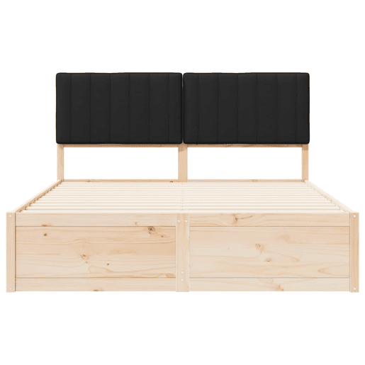 Estrutura de Cama de casal moderno com Cabeceira Estofada Preto 150 x 200 cm