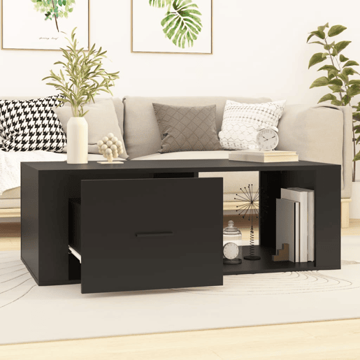 Mesa de Centro, Mesa baixa, 100x50,5x35 cm derivados de madeira preto