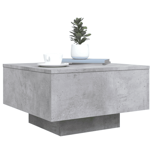 Mesa de Centro, Mesa baixa, com luzes LED 55x55x31 cm cinzento cimento