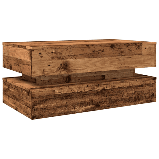 Mesa de Centro, Mesa baixa, com luzes LED 90x50x40 cm madeira velha
