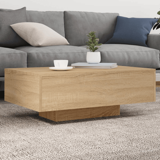 Mesa de Centro, Mesa baixa, com luzes LED 85x55x31 cm carvalho sonoma