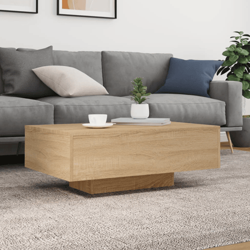 Mesa de Centro, Mesa baixa, com luzes LED 85x55x31 cm carvalho sonoma