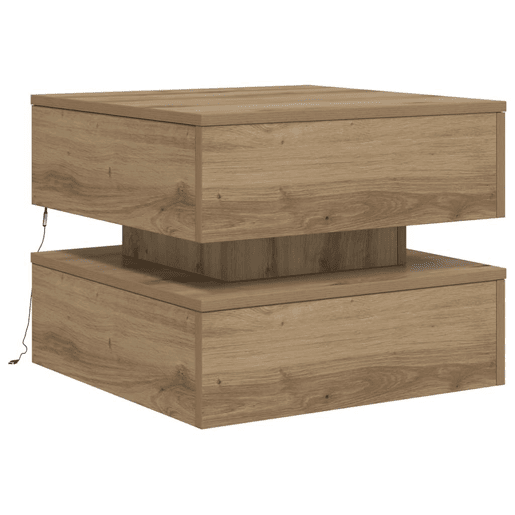 Mesa de Centro, Mesa baixa, com luzes LED 50x50x40 cm carvalho artisiano