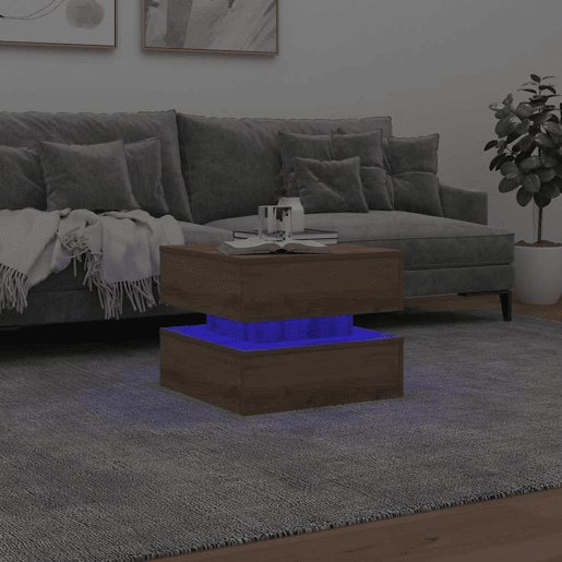 Mesa de Centro, Mesa baixa, com luzes LED 50x50x40 cm carvalho artisiano