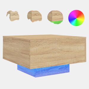 Mesa de Centro, Mesa baixa, com luzes LED 55x55x31 cm carvalho sonoma