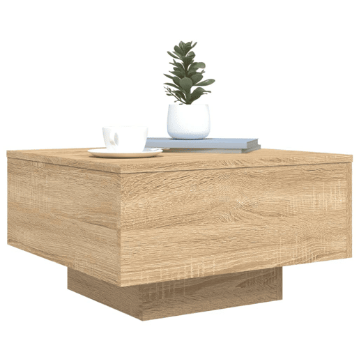 Mesa de Centro, Mesa baixa, com luzes LED 55x55x31 cm carvalho sonoma