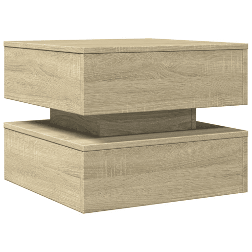 Mesa de Centro, Mesa baixa, com luzes LED 50x50x40 cm carvalho sonoma