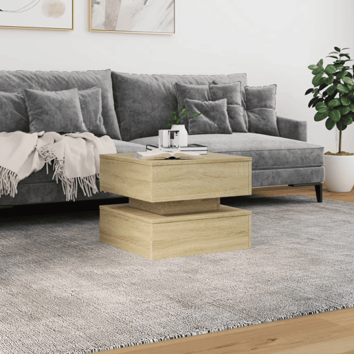 Mesa de Centro, Mesa baixa, com luzes LED 50x50x40 cm carvalho sonoma