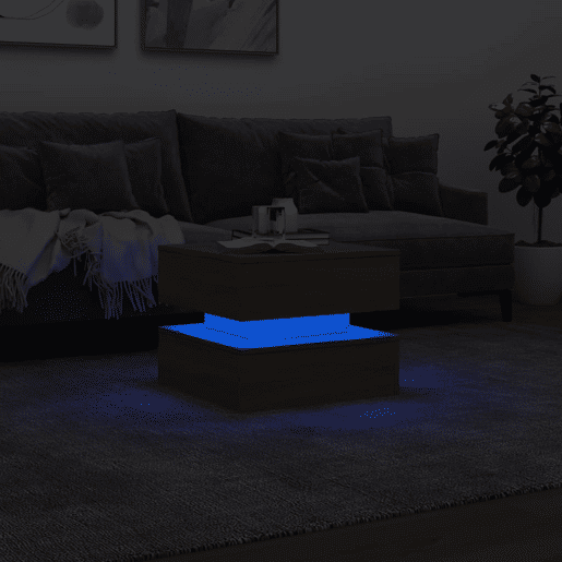 Mesa de Centro, Mesa baixa, com luzes LED 50x50x40 cm carvalho sonoma
