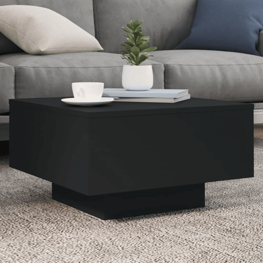 Mesa de Centro, Mesa baixa, com luzes LED 55x55x31 cm preto