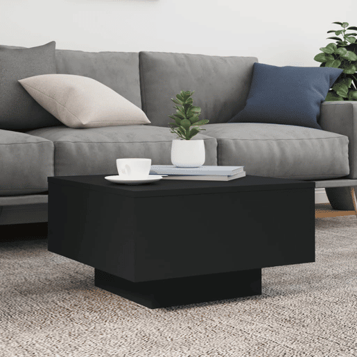 Mesa de Centro, Mesa baixa, com luzes LED 55x55x31 cm preto