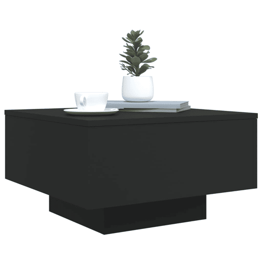 Mesa de Centro, Mesa baixa, com luzes LED 55x55x31 cm preto
