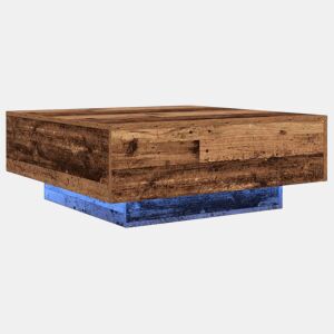 Mesa de Centro, Mesa baixa, Madeira Velha e Azul 80 x 80 x 31 cm