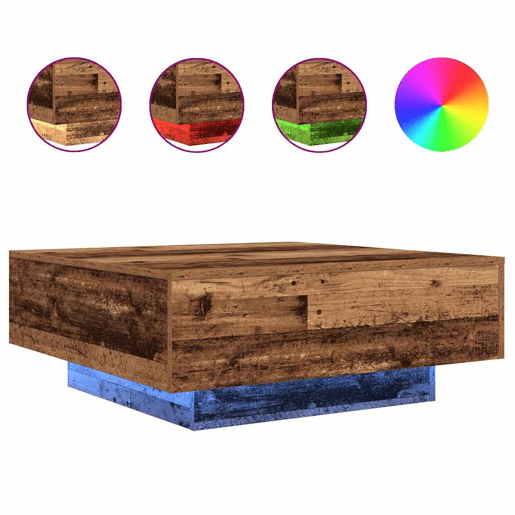 Mesa de Centro, Mesa baixa, Madeira Velha e Azul 80 x 80 x 31 cm
