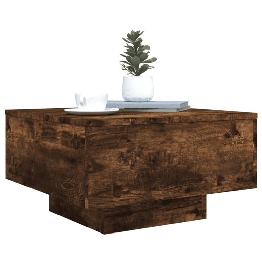 Mesa de Centro, Mesa baixa, com luzes LED 55x55x31 cm carvalho fumado