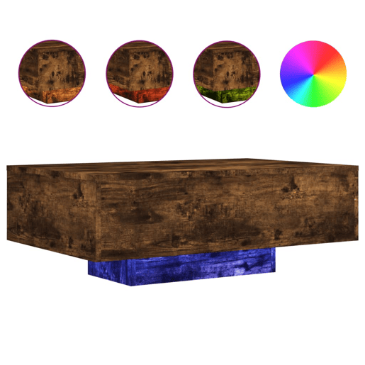 Mesa de Centro, Mesa baixa, com luzes LED 85x55x31 cm carvalho fumado