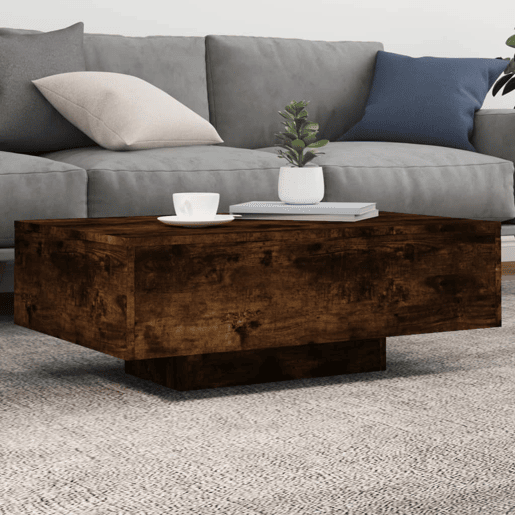 Mesa de Centro, Mesa baixa, com luzes LED 85x55x31 cm carvalho fumado