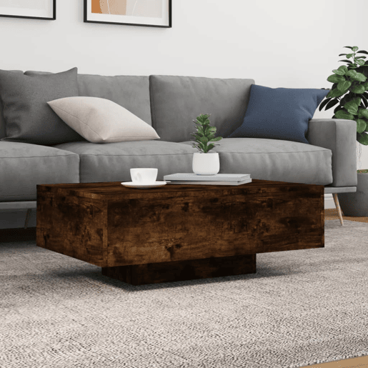 Mesa de Centro, Mesa baixa, com luzes LED 85x55x31 cm carvalho fumado