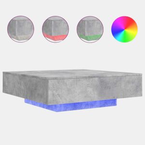 Mesa de Centro, Mesa baixa, com luzes LED 100x100x31 cm cinzento cimento