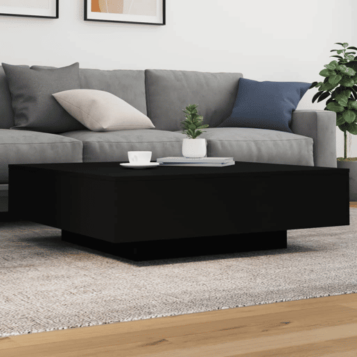 Mesa de Centro, Mesa baixa, com luzes LED 100x100x31 cm preto