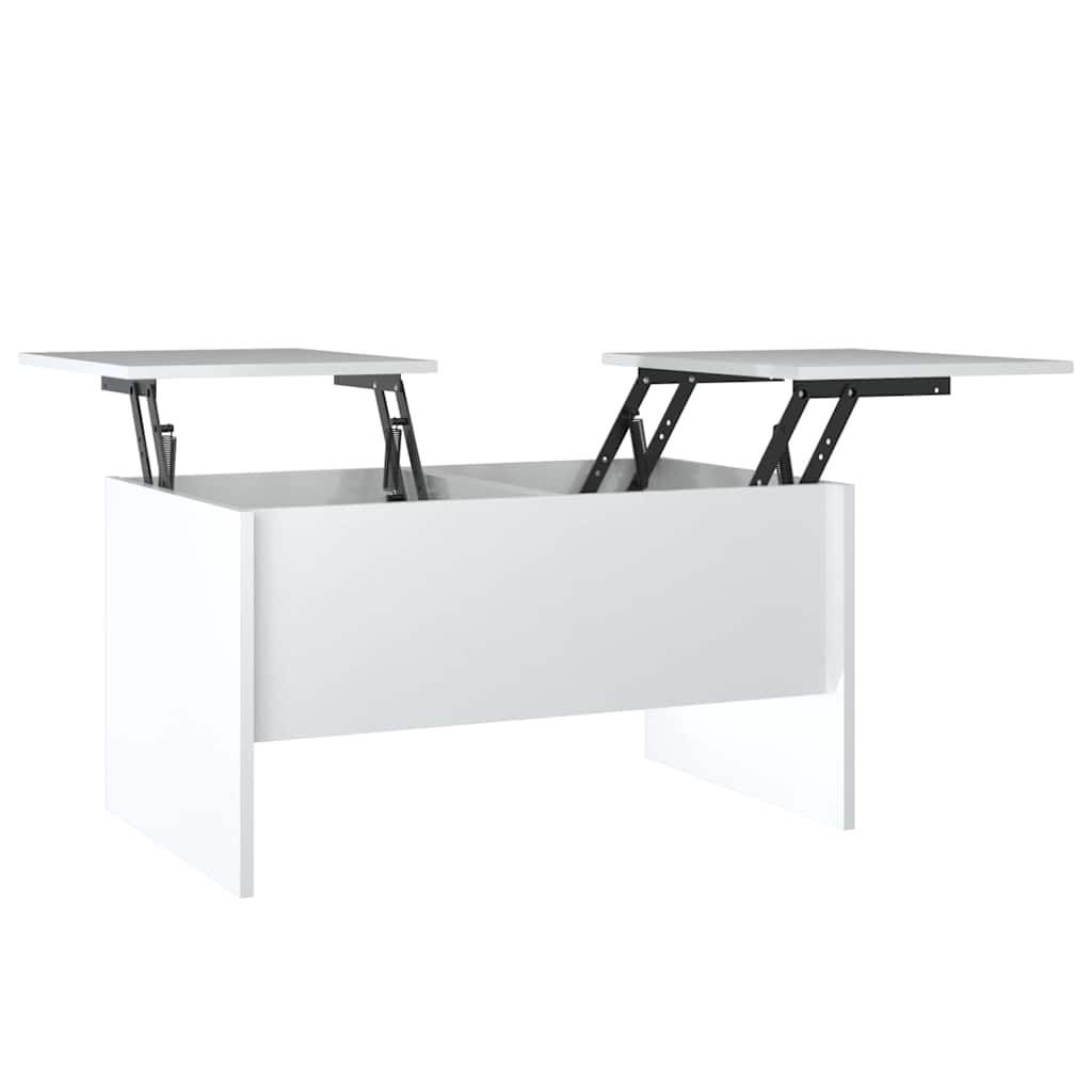 mesa de cafe - mesa de centro madera de ingenieria blanco brillo 80x50x425 cm