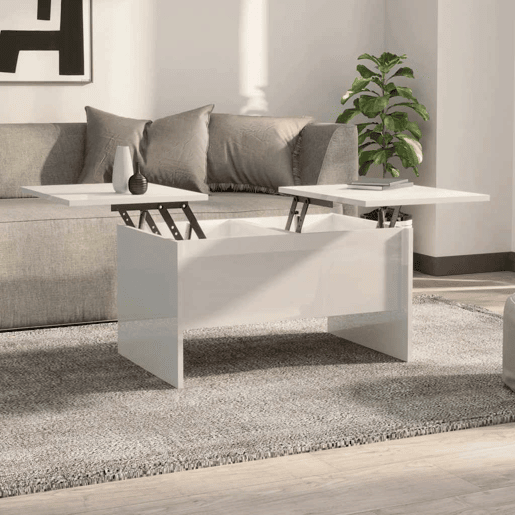 Mesa de Centro, Mesa baixa,80x50x42,5cm madeira processada branco brilhante