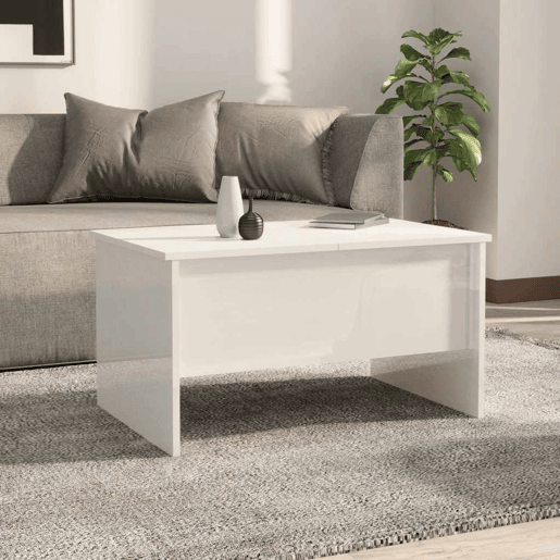 Mesa de Centro, Mesa baixa,80x50x42,5cm madeira processada branco brilhante