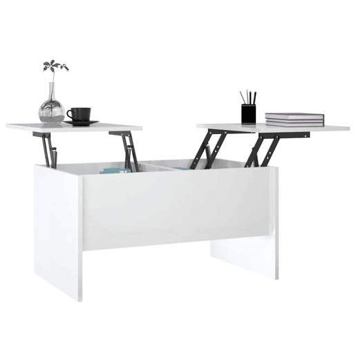 Mesa de Centro, Mesa baixa,80x50x42,5cm madeira processada branco brilhante