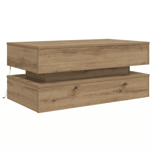 Mesa de Centro, Mesa baixa, com luzes LED 90x50x40 cm carvalho artisiano