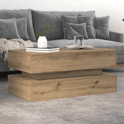 Mesa de Centro, Mesa baixa, com luzes LED 90x50x40 cm carvalho artisiano