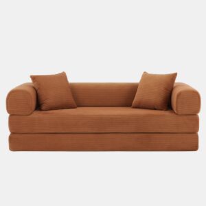 Sofá de 3 lugares - Sofá Tatami convertível em cama, ideal para a sala de estar e o quarto - Cor terracota