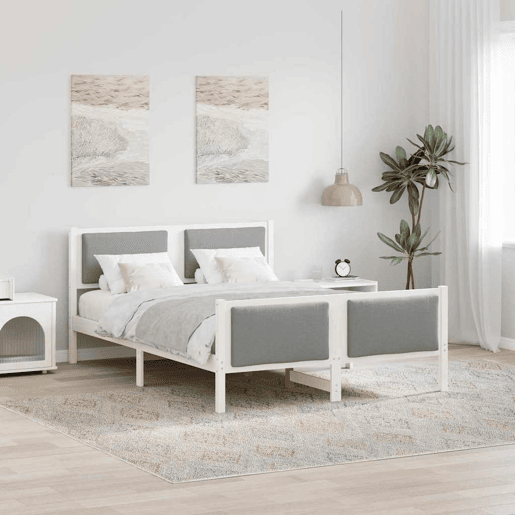 Estrutura da Cama de casal simple Cinzento-claro 160 x 200 cm tecido