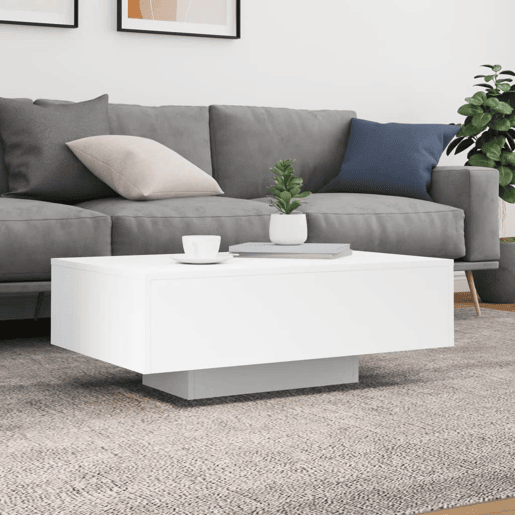 Mesa de Centro, Mesa baixa, com luzes LED 85x55x31 cm branco Mesa de Centro, Mesa baixa, com luzes LED 85x55x31 cm branco