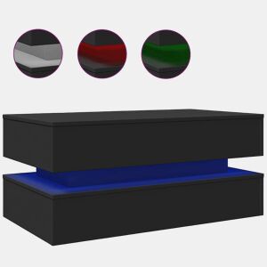 Mesa de Centro, Mesa baixa, com luzes LED 90x50x40 cm preto