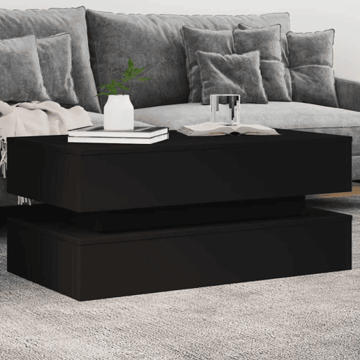 Mesa de Centro, Mesa baixa, com luzes LED 90x50x40 cm preto