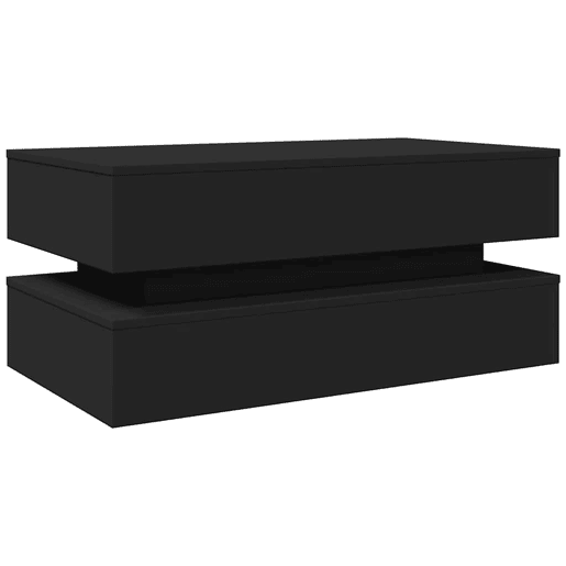 Mesa de Centro, Mesa baixa, com luzes LED 90x50x40 cm preto